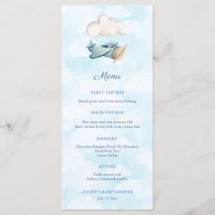 Menu Thème Voyage Jouet Avion Bébé Garçon Douche Fête