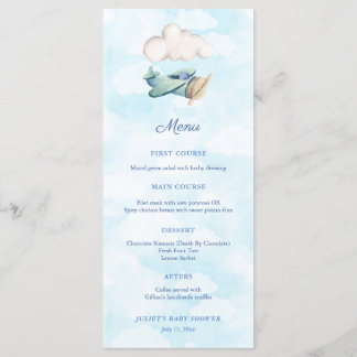 Menu Thème Voyage Jouet Avion Bébé Garçon Douche Fête