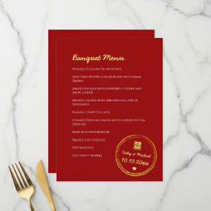 Menu Timbre de double bonheur de mariage chinois rouge