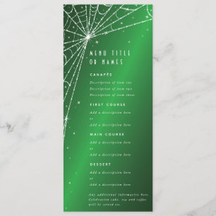 Menu Toile d'araignée verte élégante diamantée plate 4 
