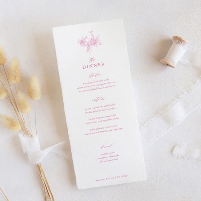 Menu Toile rose classique Floral Mariage Dîner (Créateur téléchargé)