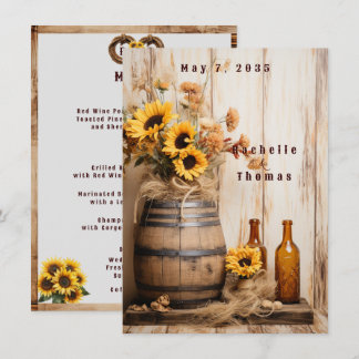 Menu Tonneau de Whisky Fleurs de Tournesol Country West