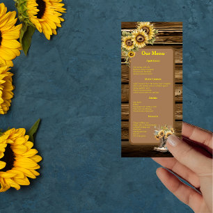 Menu Tournage Rustique Tournesols Mariage Champêtre Dîn