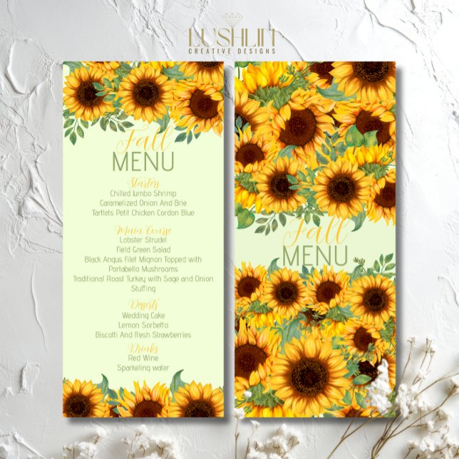 Menu Tournesol Floral Jaune Rustique (Créateur téléchargé)
