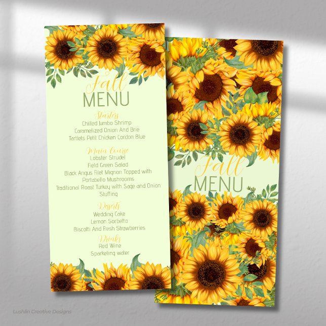 Menu Tournesol Floral Jaune Rustique (Créateur téléchargé)