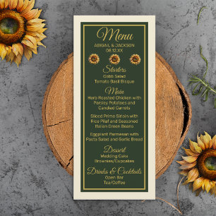 Menu Tournesol Mariage Forêt vert et or