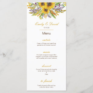 Menu Tournesol, Menu Mariage, Baby shower