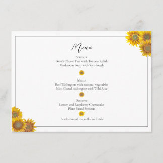 Menu Tournesol Peint à la Main