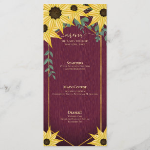 Menu Tournesol rustique Eucalyptus Bois Floral Aquarell