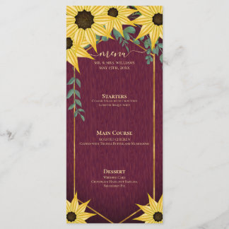 Menu Tournesol rustique Eucalyptus Bois Floral Aquarell