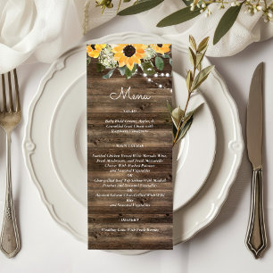 Menu Tournesol Rustique Eucalyptus Mariage en bois