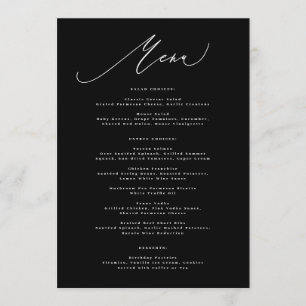 Menu Traditionnel 5 x 7 Calligraphie Noir Blanc Élégant