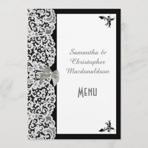 Menu traditionnel dentelle noir et blanc