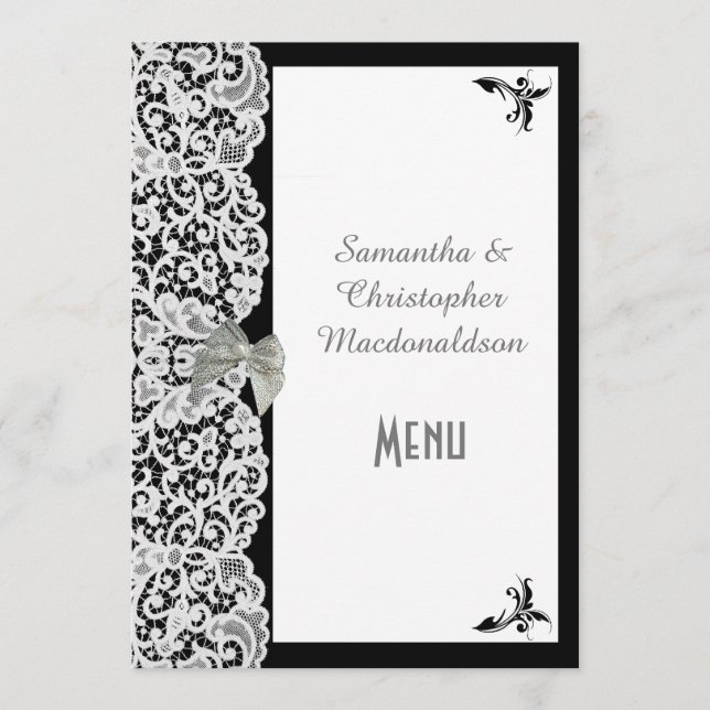 Menu traditionnel dentelle noir et blanc (Devant)