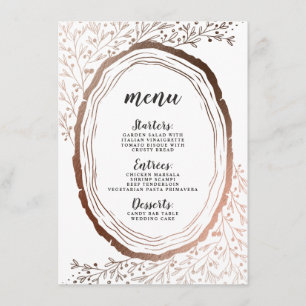 Menu Tranche de bois rustique feuille de cuivre automne