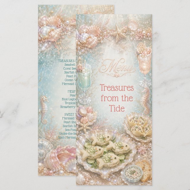 Menu Trésors de la marée Sirène sous la mer Partie (Devant / Derrière)