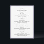 Menu Trisha Lilac Mariage moderne<br><div class="desc">Menus mariages modernes avec un design épuré avec des polices serif et script.</div>