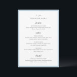 Menu Trisha Poudre Bleu Mariage moderne<br><div class="desc">Menus mariages modernes avec un design épuré avec des polices serif et script.</div>