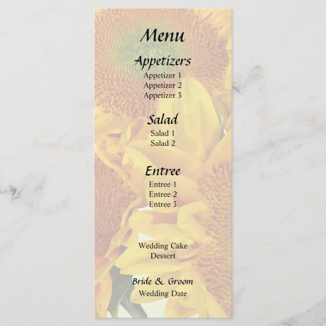 Menu Trois Tournesols Dorés (Devant)
