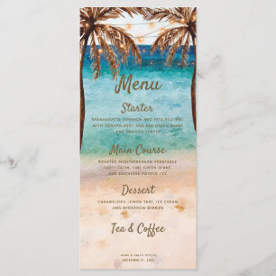 Menu tropical de noce de scène de plage