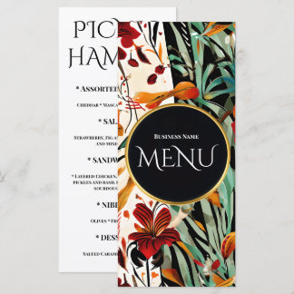 Menu Tropical Floral Botanical Wedding Elegant Design