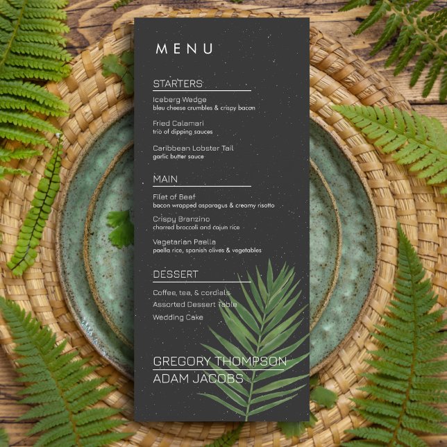 Menu Tropical moderne minimaliste Starry Palm Mariage (Créateur téléchargé)