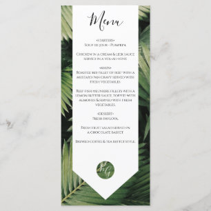 Menu Tropical Palm Feuille Mariage de verdure