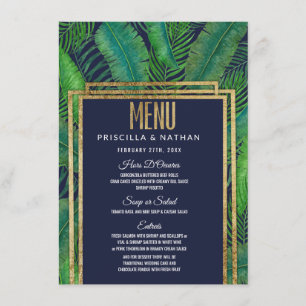 Menu Tropical Palm Tree Greenery Gold Marine Blue Maria