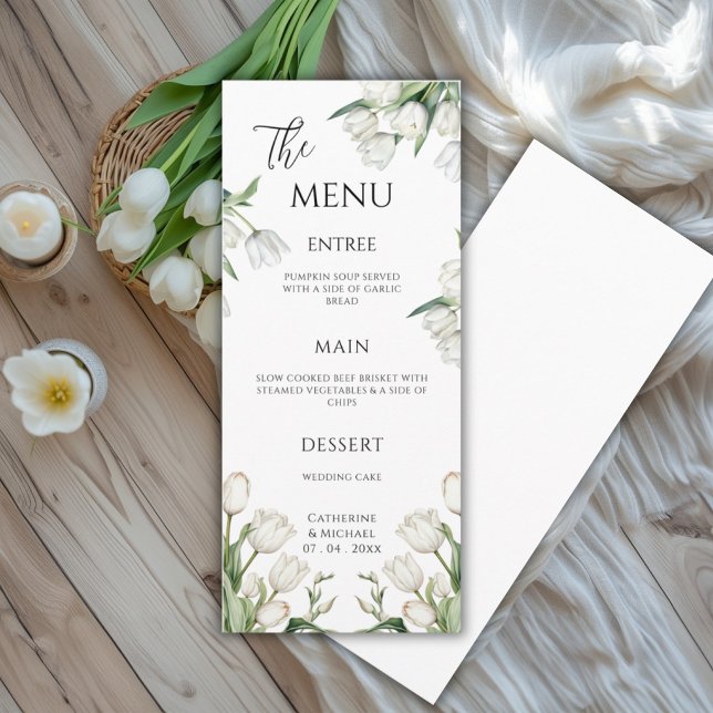 Menu Tulipes blanches Élégance florale de mariage (Créateur téléchargé)