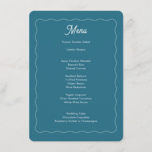 Menu Turquoise moderne Cadre d'onde bleue Mariage de sc
