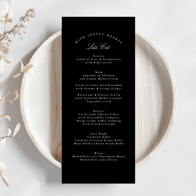 Menu Tuxedo Noir Classique Calligraphie Mariage officie (Créateur téléchargé)