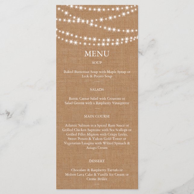 Menu Twinkle LIghts sur Burlap (Devant)