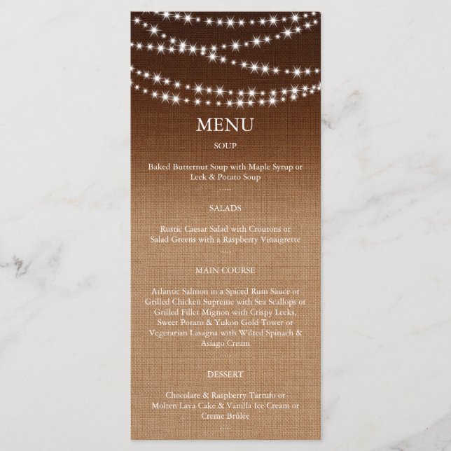 Menu Twinkle LIghts sur Burlap Ombragé (Devant)
