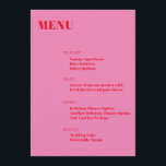 Menu Typographie audacieuse rose vif Rouge moderne mini<br><div class="desc">Typographie en gras Menu minimaliste rose vif et rouge moderne Mariage</div>