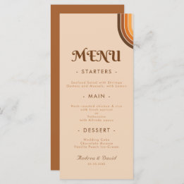 Menu Typographie des années 70 Arc-en-ciel Mariage Crea