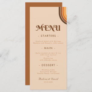 Menu Typographie des années 70 Arc-en-ciel Mariage Crea