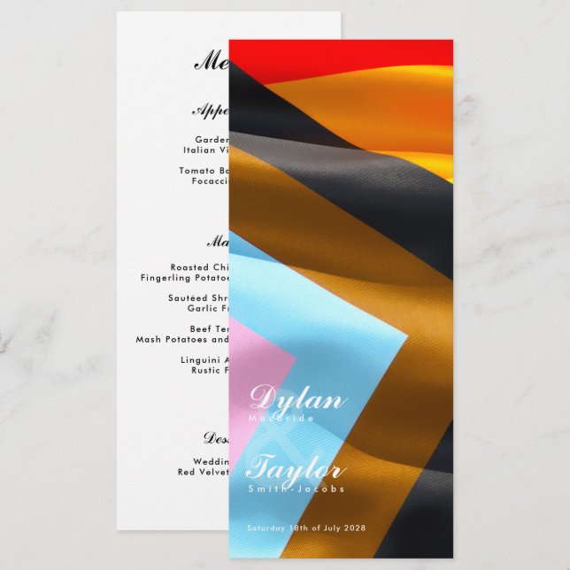 Menu Typographie du drapeau de la fierté Mariage Dîner  (Devant / Derrière)