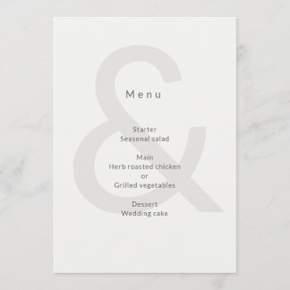 Menu Typographie éditoriale Mariage