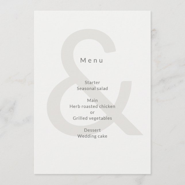 Menu Typographie éditoriale Mariage (Devant)