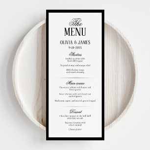 Menu Typographie Élégante Mariage Moderne Noir & Blanc
