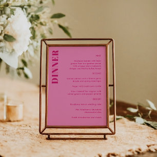 Menu Typographie en gras rose vif et rouge Mariage simp