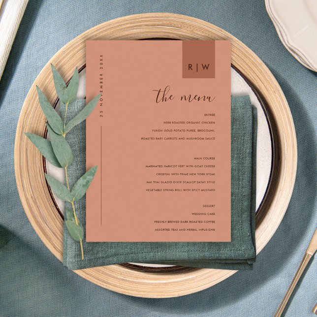 MENU TYPOGRAPHIE MINIMAL TERRE CUITE ROUILLE ORANG (Créateur téléchargé)