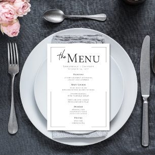 Menu Typographie minimale Mariage noir et blanc