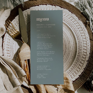Menu Typographie moderne   Sage Green Dîner Mariage