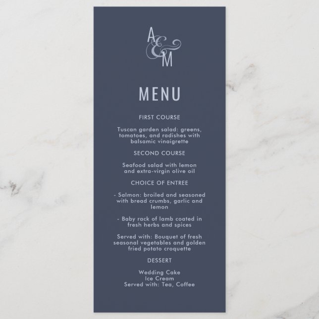 Menu Typographie monographique simple Gras Mariage mono (Devant)