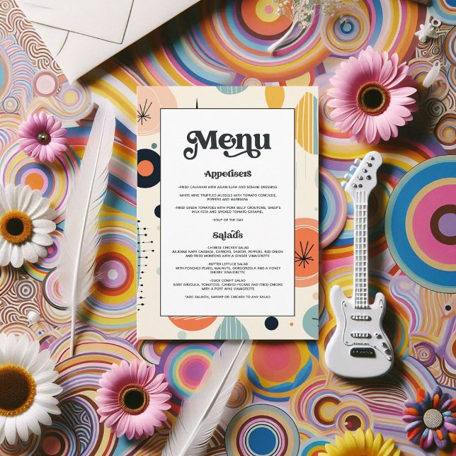 Menu Typographie Vintage Motif rétro Mariage (Bold Typography Vintage Retro Pattern Wedding Menu)