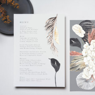 Menu Ultimate Grey Pampas Grass Tropical Jungle Mariage