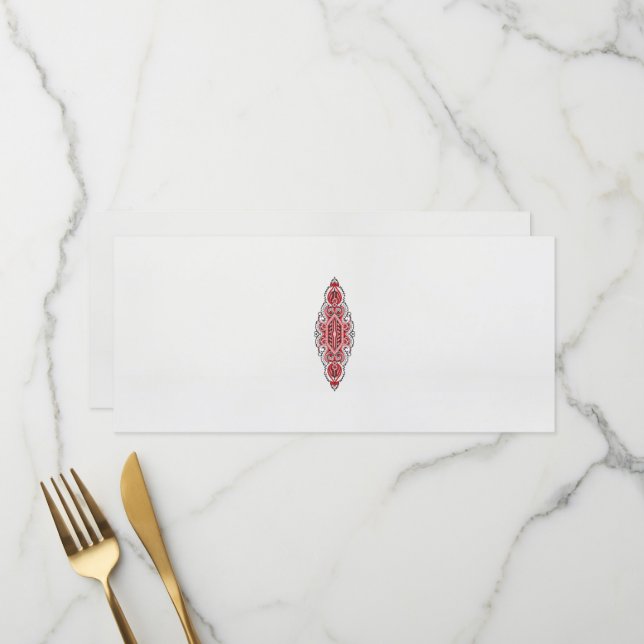 Menu un design de motif rouge et blanc (Devant/Arrière en situation)