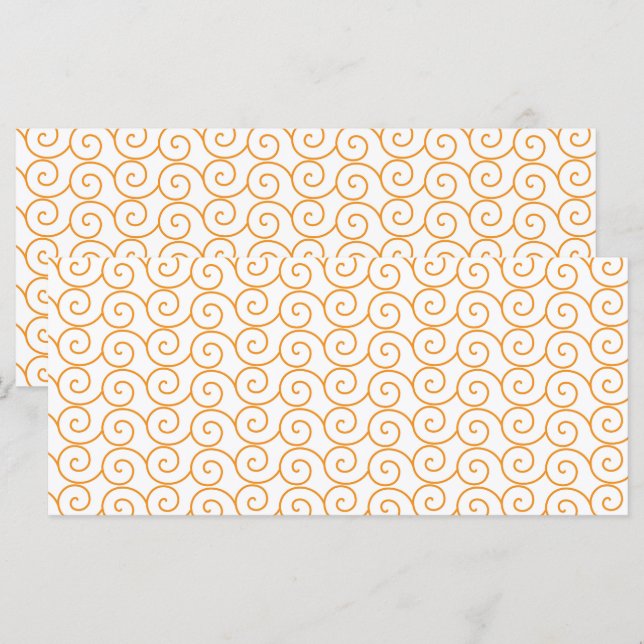 Menu un fond orange et blanc avec des tourbillons (Devant / Derrière)