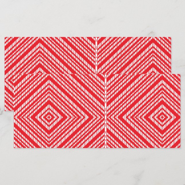 Menu un fond rouge et blanc avec un motif en losanges (Devant / Derrière)